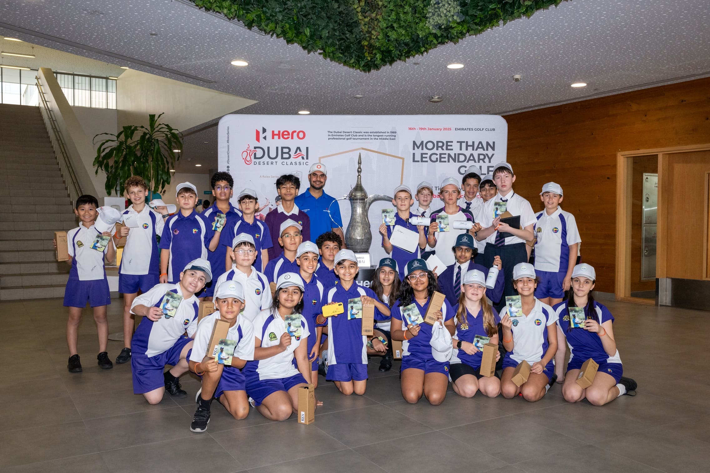 The Hero Dubai Desert Classic inspires schoolchildren in week-long Dallah Trophy tour – and surprise visit from DP World Tour pro, Shubhankar Sharma