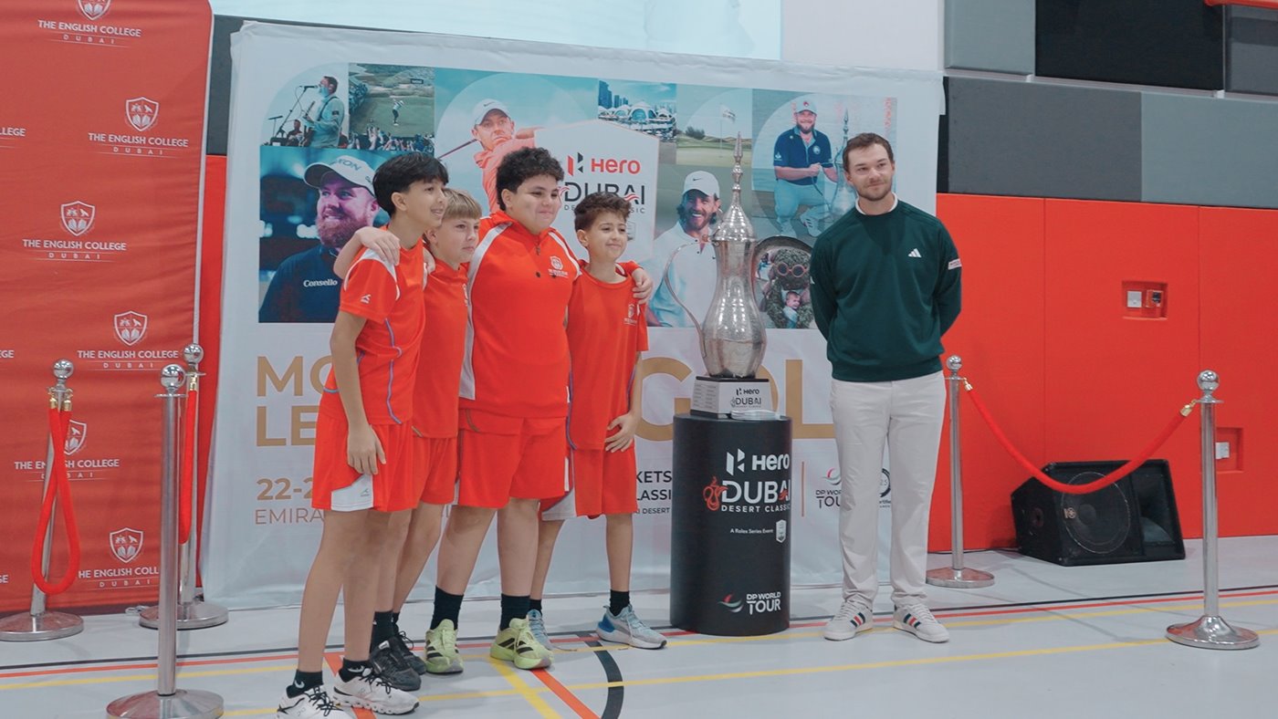 Young star Nicolai Højgaard inspires students on Hero Dubai Desert Classic Trophy Tour
